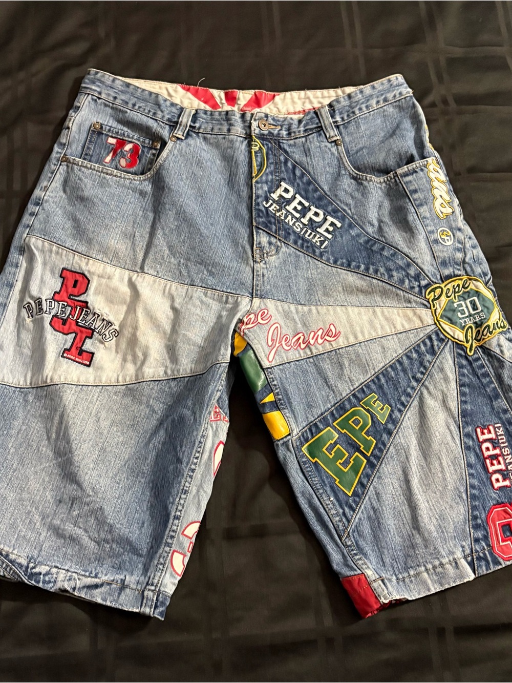 Vintage Pepe Jeans Mens 40 Embroidered Y2K Rap Hip Hop Streetwear Shorts